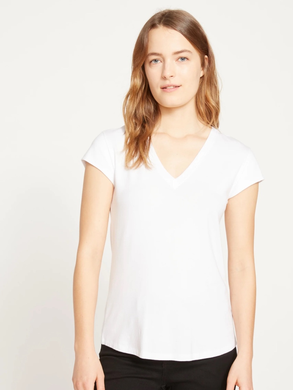 Universal Standard Ashley V Neck Cap Sleeve Tee White NWT SIZE S